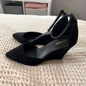 Express wedge black suede shoes